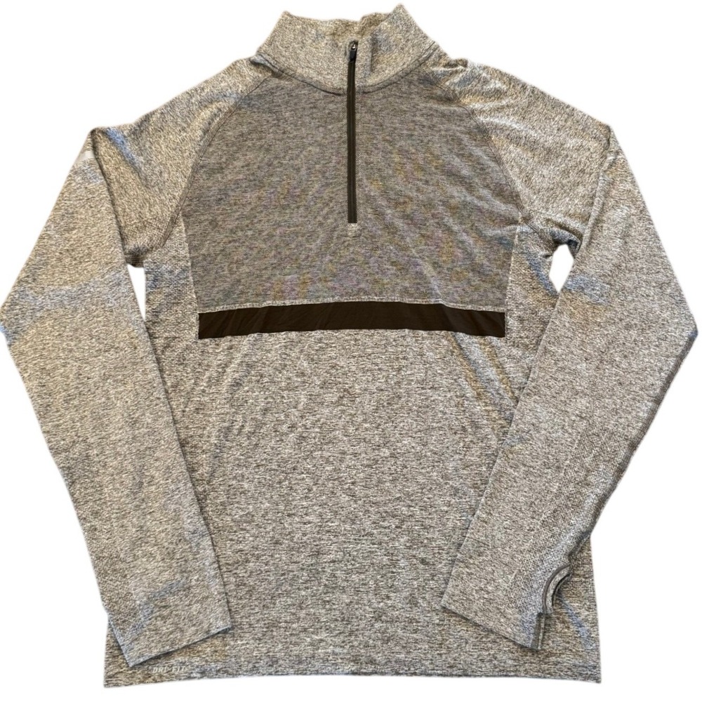 Nike Running Dri-FIT Mens Medium Grey Heather Half Zip Pullover Shirt